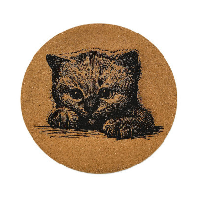 Kuchyňská pomůcka - Korková podložka pod hrnec, Kotě